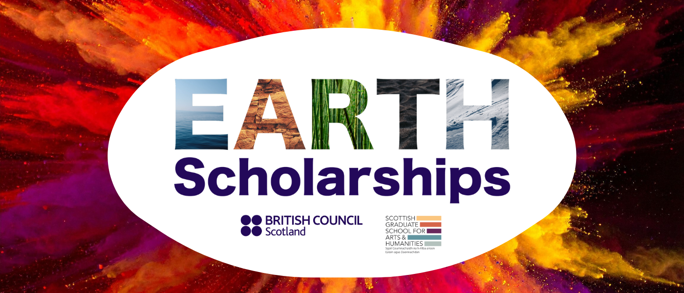 EARTH Scholarships logo in front of a vibrant explosion of colours